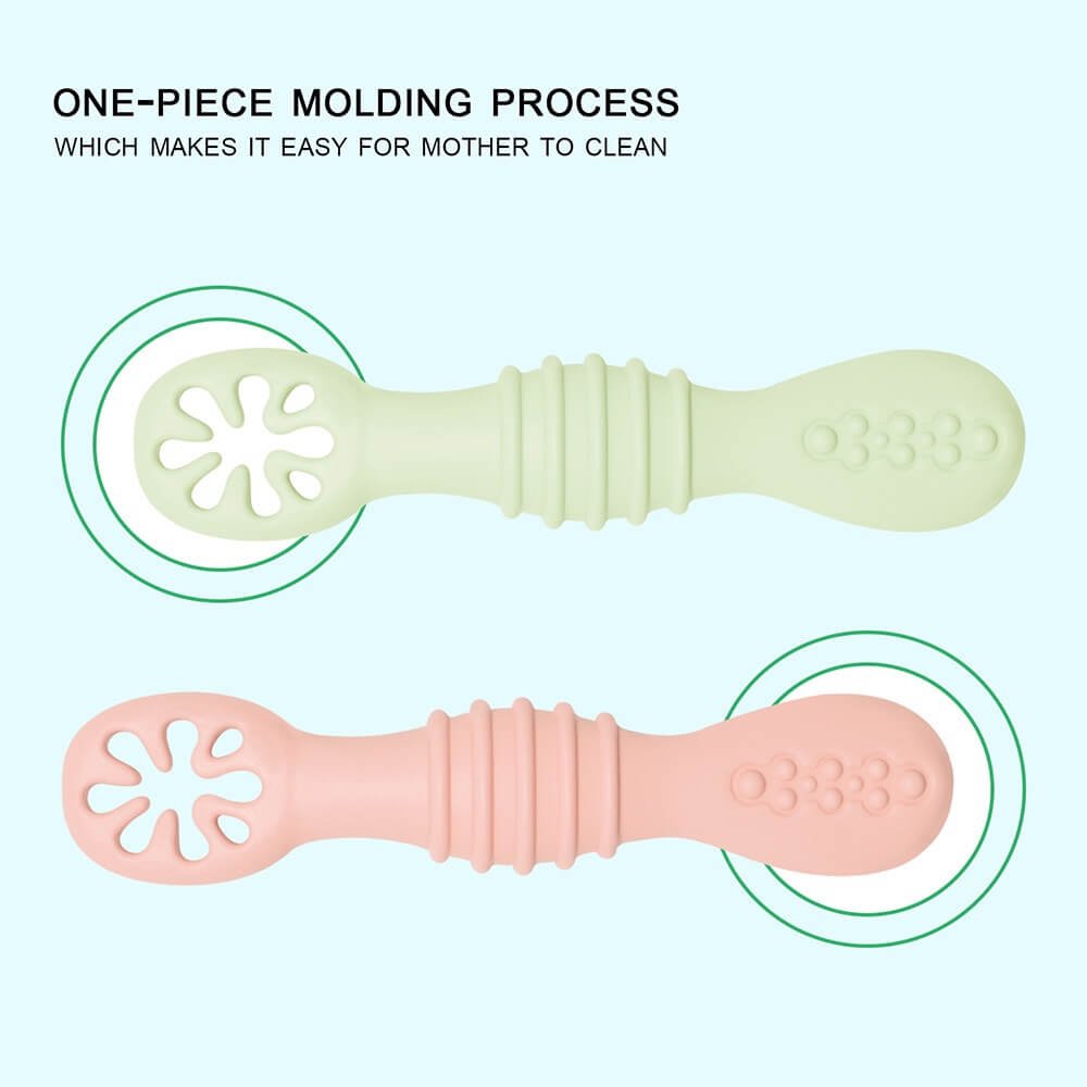 One piece molding silicone baby spoons easy to clean