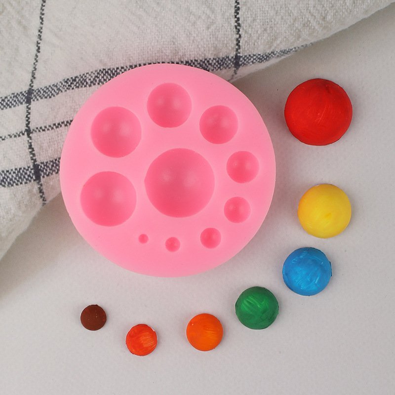 Pearl Dot Fondant Mold with Finished Half Ball Candies
