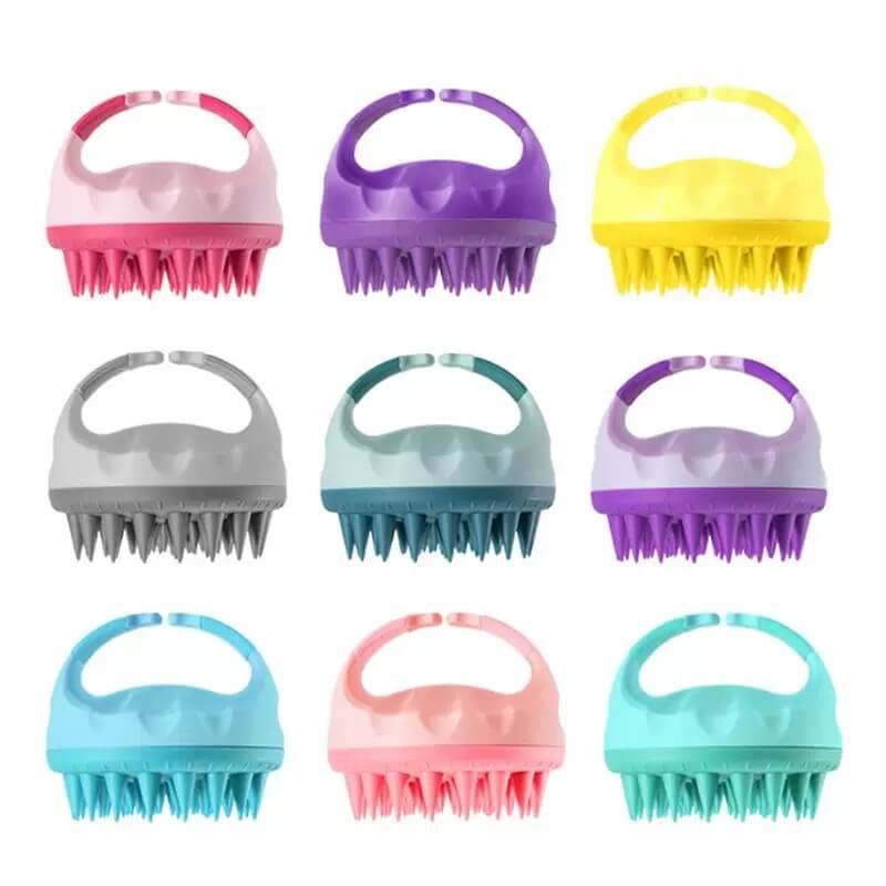 Plastic Base Silicone Bristle Shampoo Brush