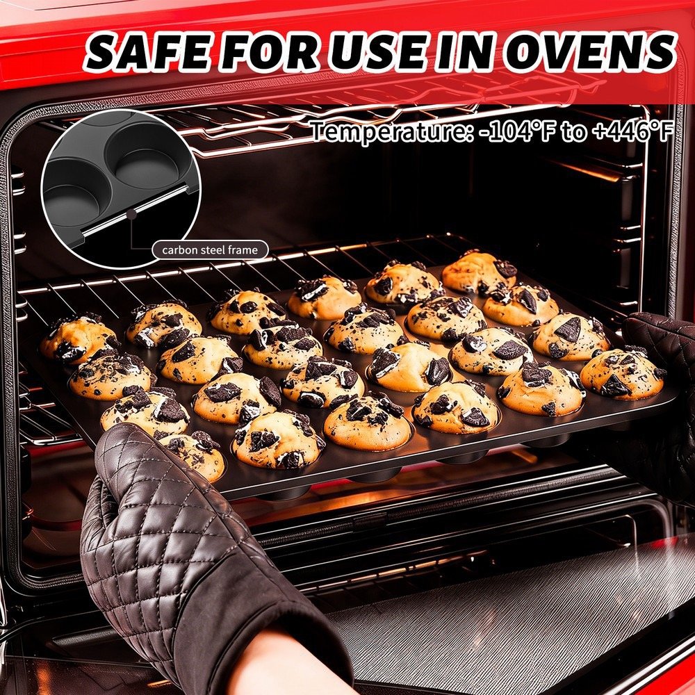 Pouring Cake Batter Into Large Muffin Pan Scene