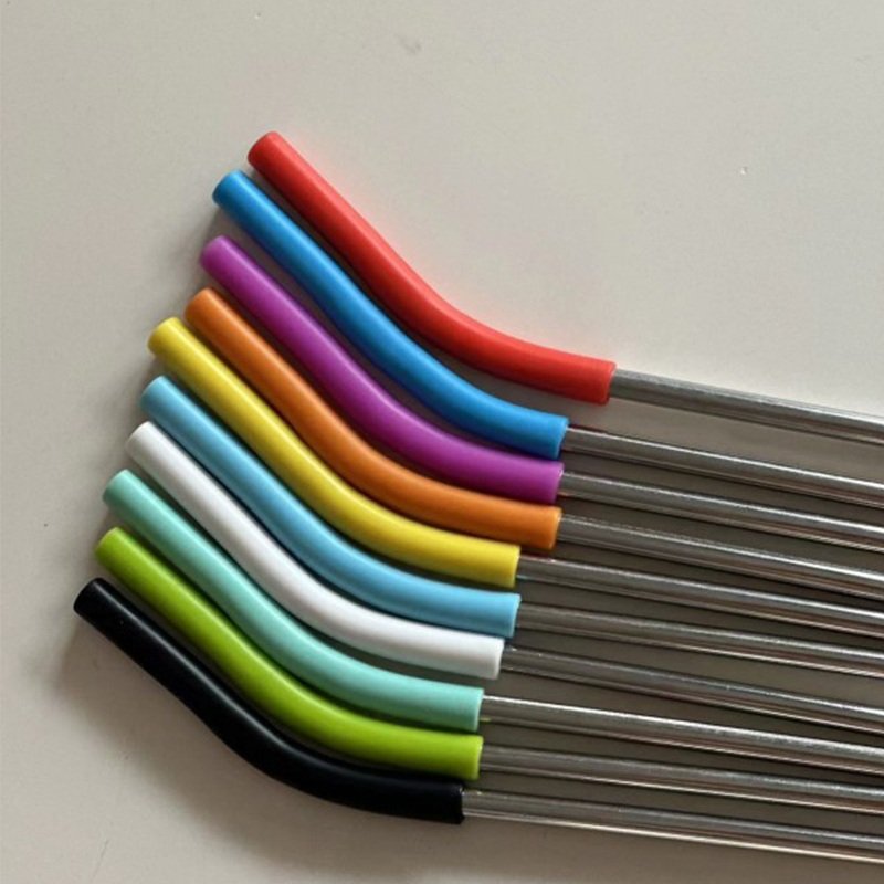 Rainbow Silicone Straw Tips for Stainless Steel Drinking Straws