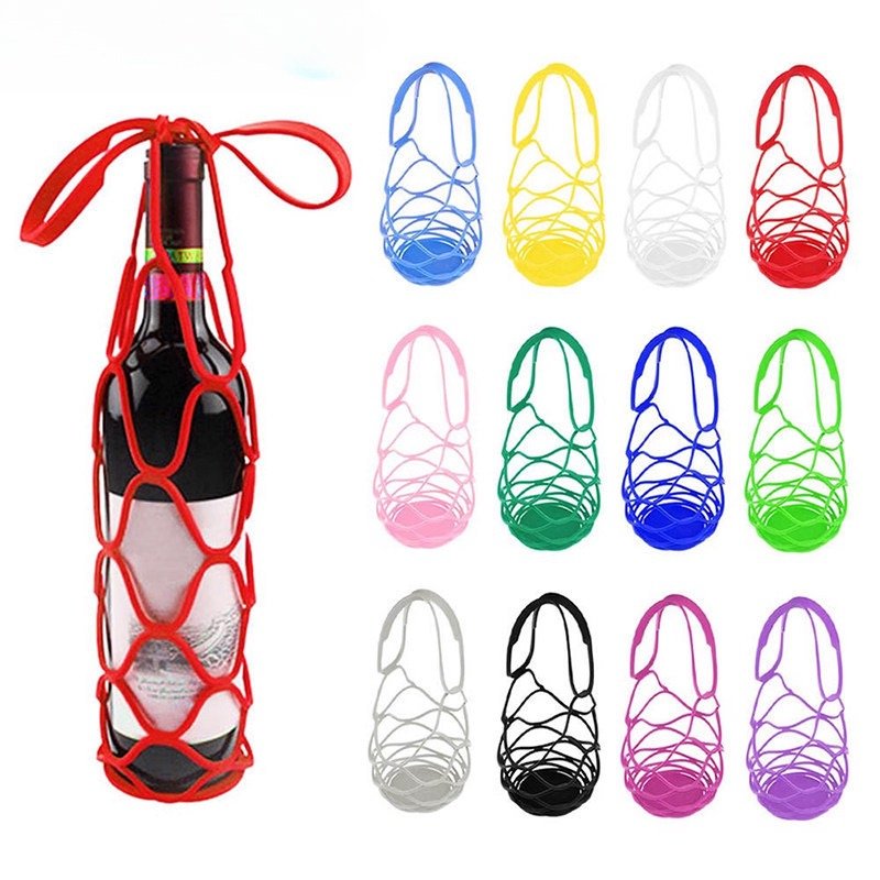 Red Silicone Wine Bottle Carrier with Full Color Product Line