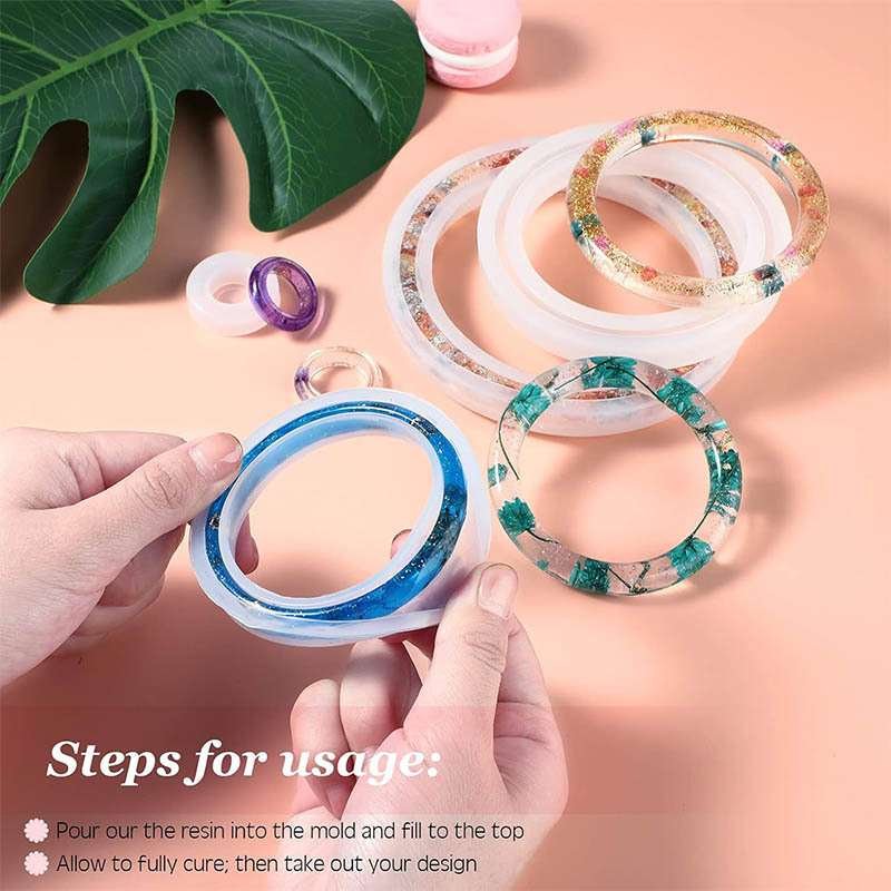 Resin Bangle Mold with Usage Steps & Finished Bracelets