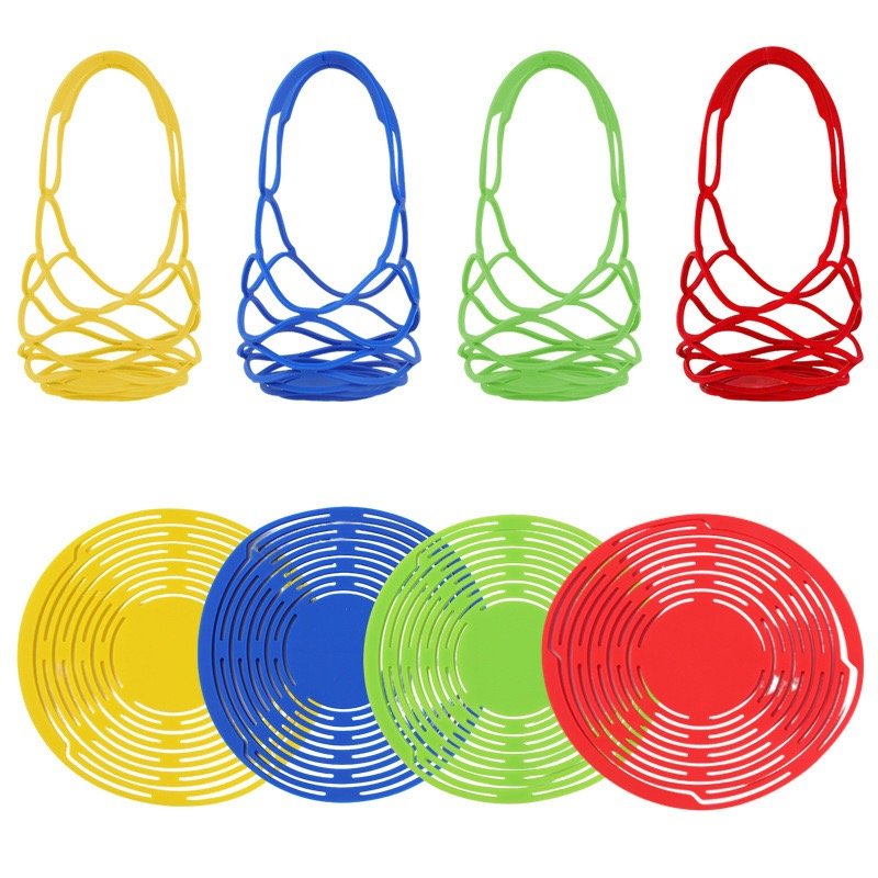 Set of 4 Colorful Silicone Bottle Carriers & Flat Discs