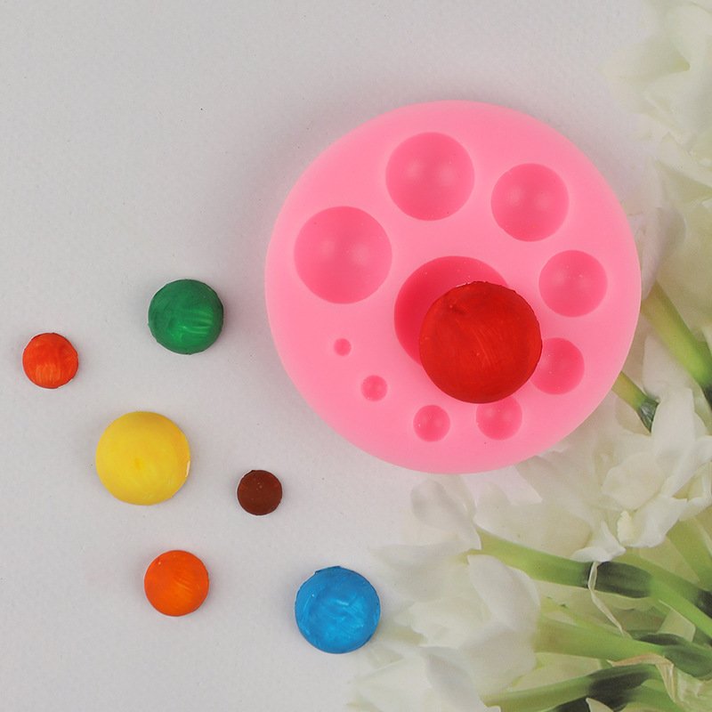Silicone Half Sphere Mold with Colored Baking Decorations