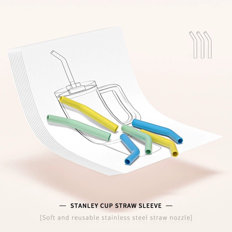 Silicone Straw Sleeves for Stanley Cups, Reusable & Soft