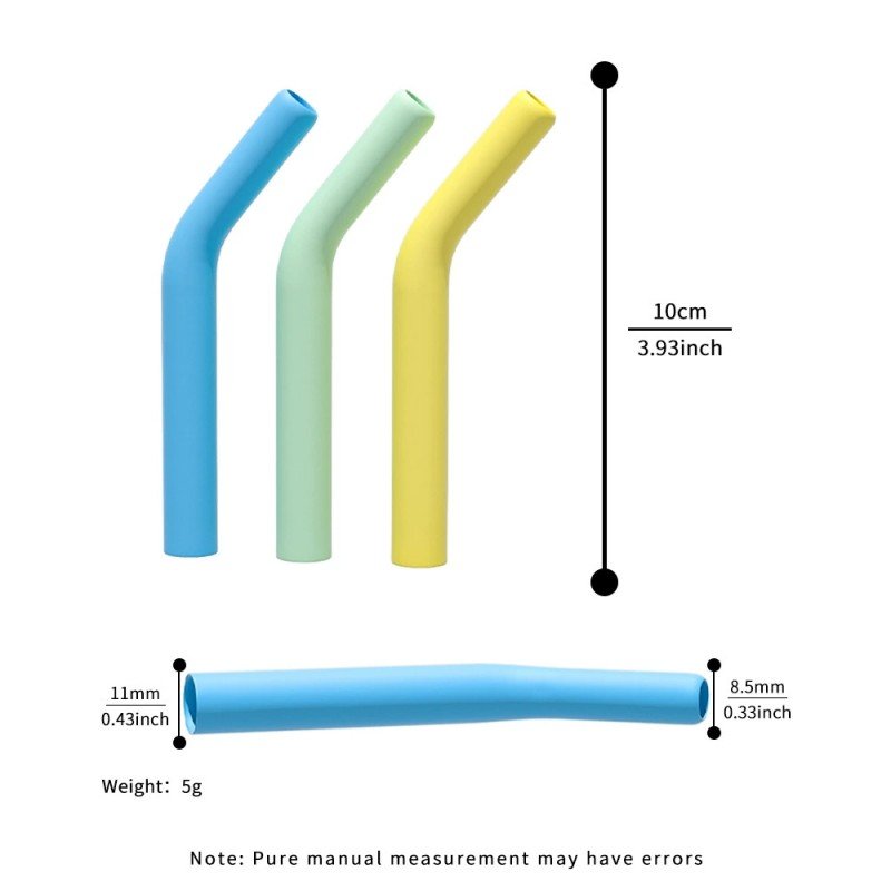 Silicone Straw Tips Size Chart - 10cm, 8.5-11mm, BPA-Free