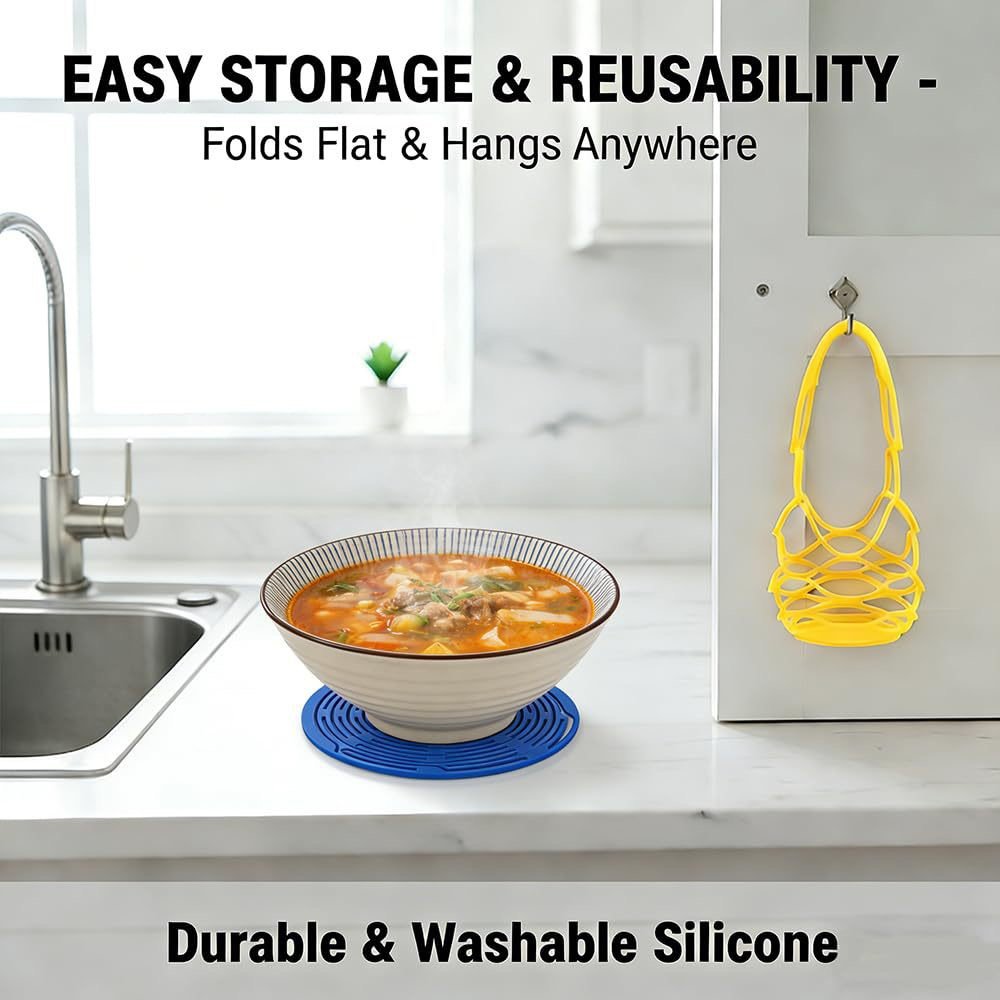 Silicone Trivet and Carrier - Easy Storage & Reusability