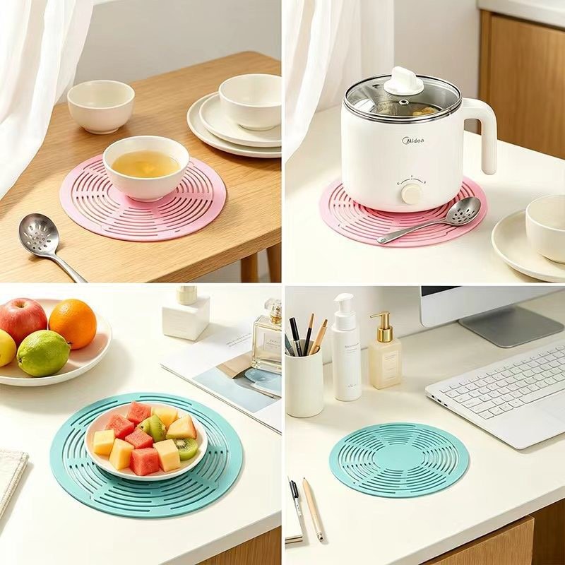Silicone Trivets in Various Daily Use Scenarios (Home & Office)