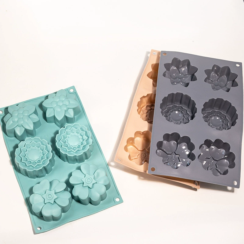 Stacked Flower Silicone Molds in Different Colors
