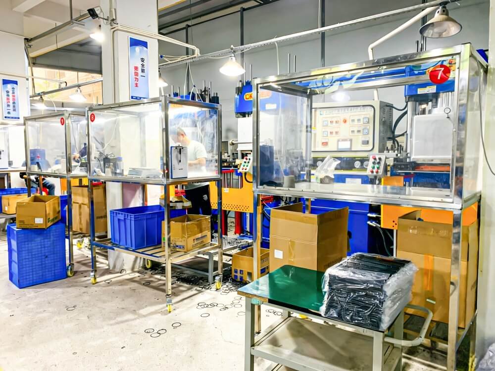 Workstations for inspection, cleaning, and packaging silicone parts