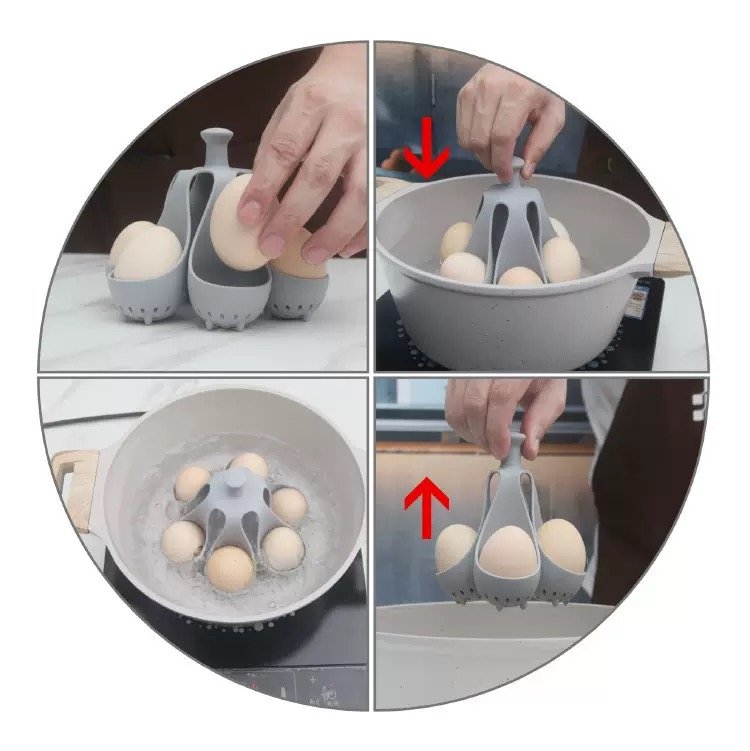 boiled eggs in silicone cups