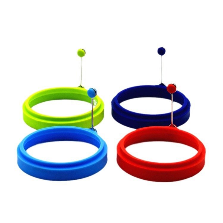 multicolor silicone egg rings with metal handle