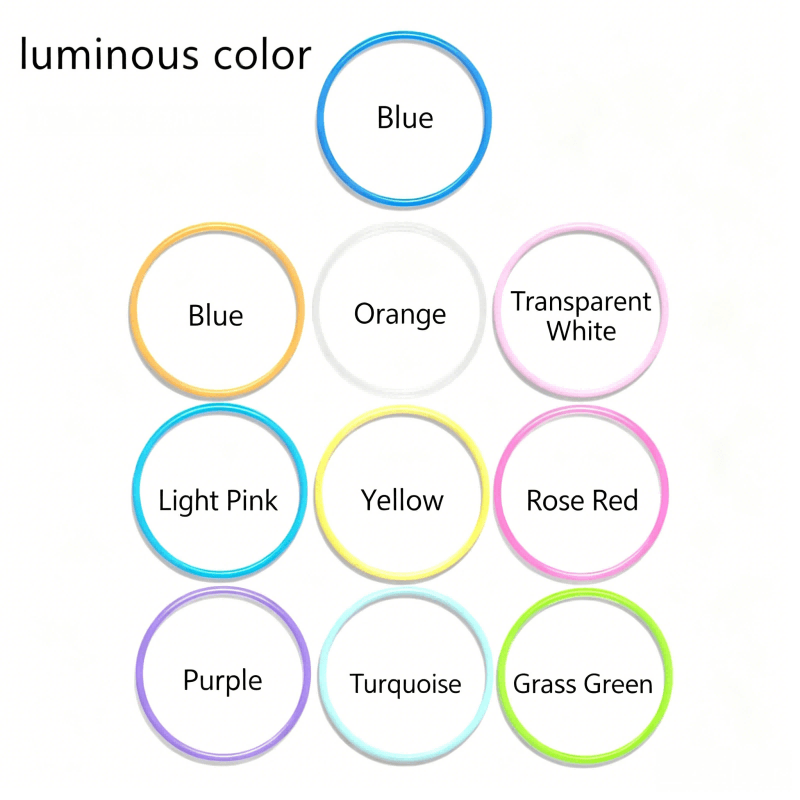 10 Colors Available Luminous Silicone Wristband Color Chart