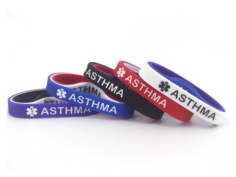 ASTHMA Medical Alert Silicone Wristbands