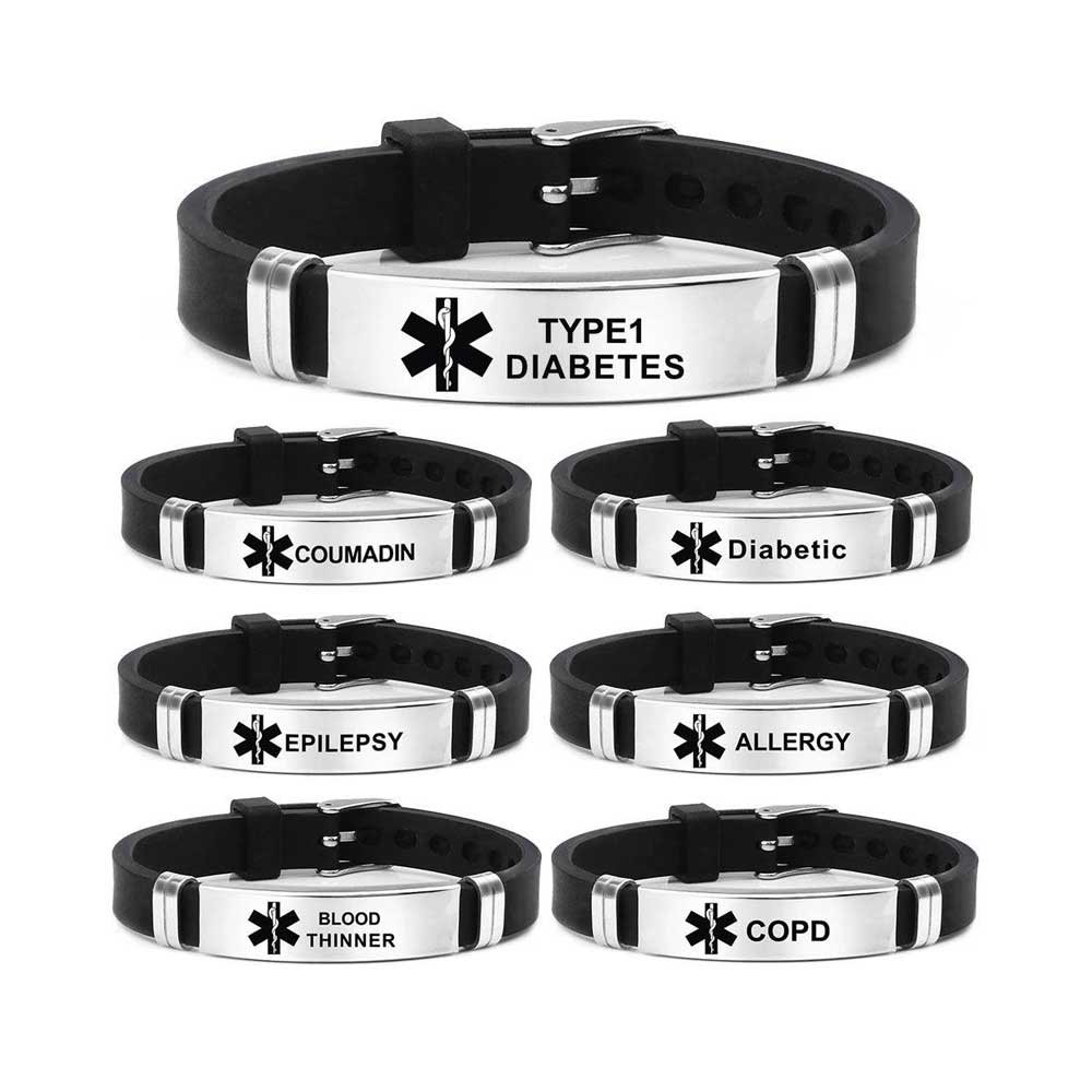 Adjustable Silicone Medical ID Bracelets