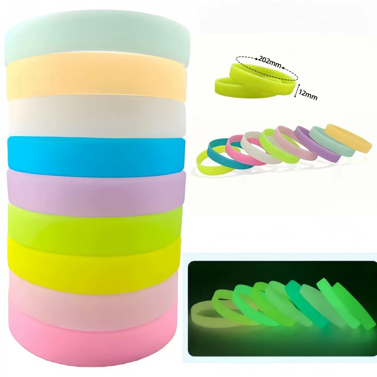 Blank Glow In The Dark Silicone Bracelets For Custom Printing