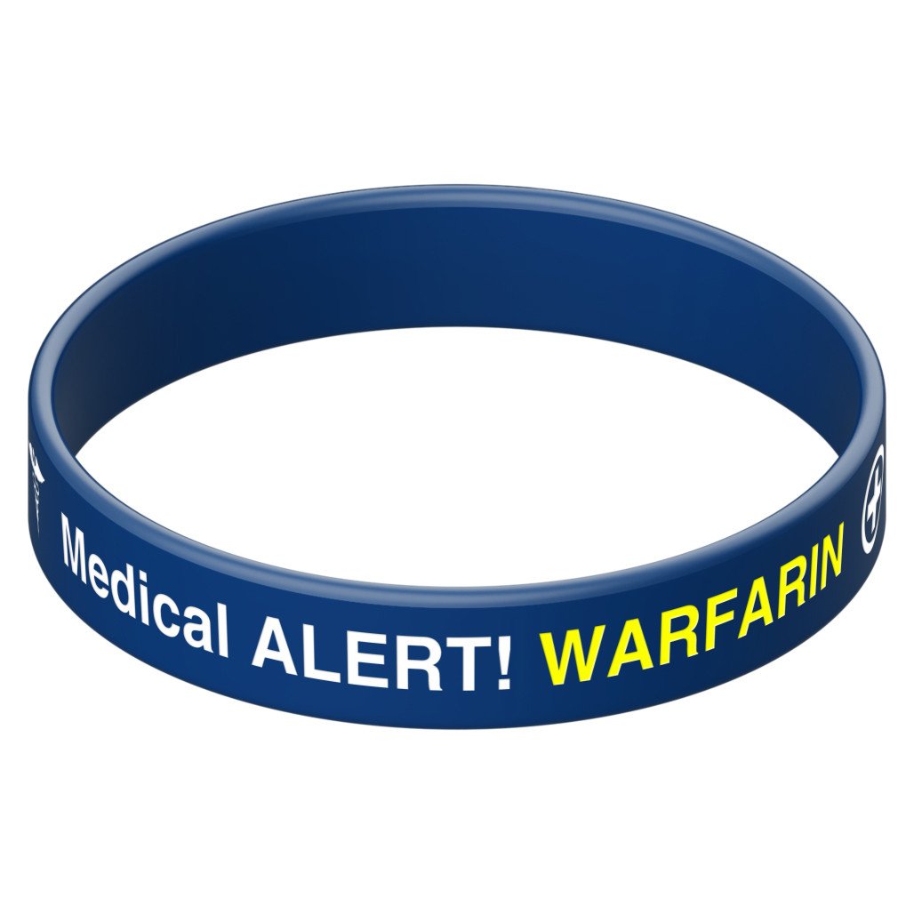 Blue Silicone Warfarin Medical Alert Bracelet