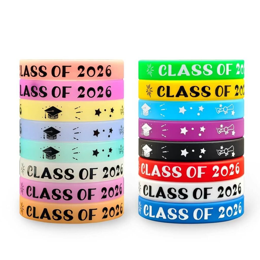 Bulk Custom Class of 2026 Graduation Party Rubber Bracelets Multi Colors