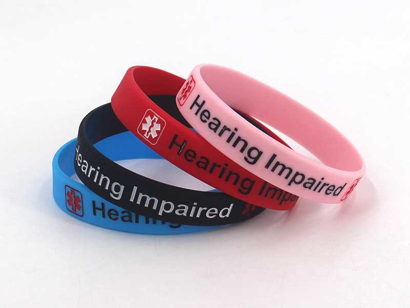 Hearing Impaired Medical Alert Silicone Bracelets