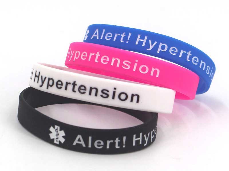 Hypertension Alert Silicone Medical Bracelets