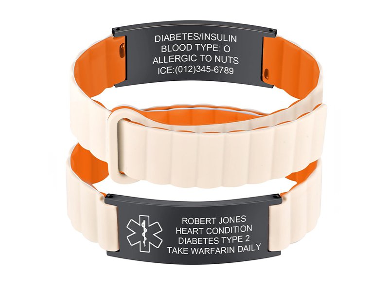 Laser Engraved Medical Alert Silicone ID Bracelets