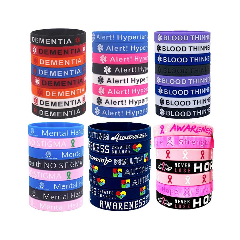 Medical & Awareness Silicone Bracelets Collection