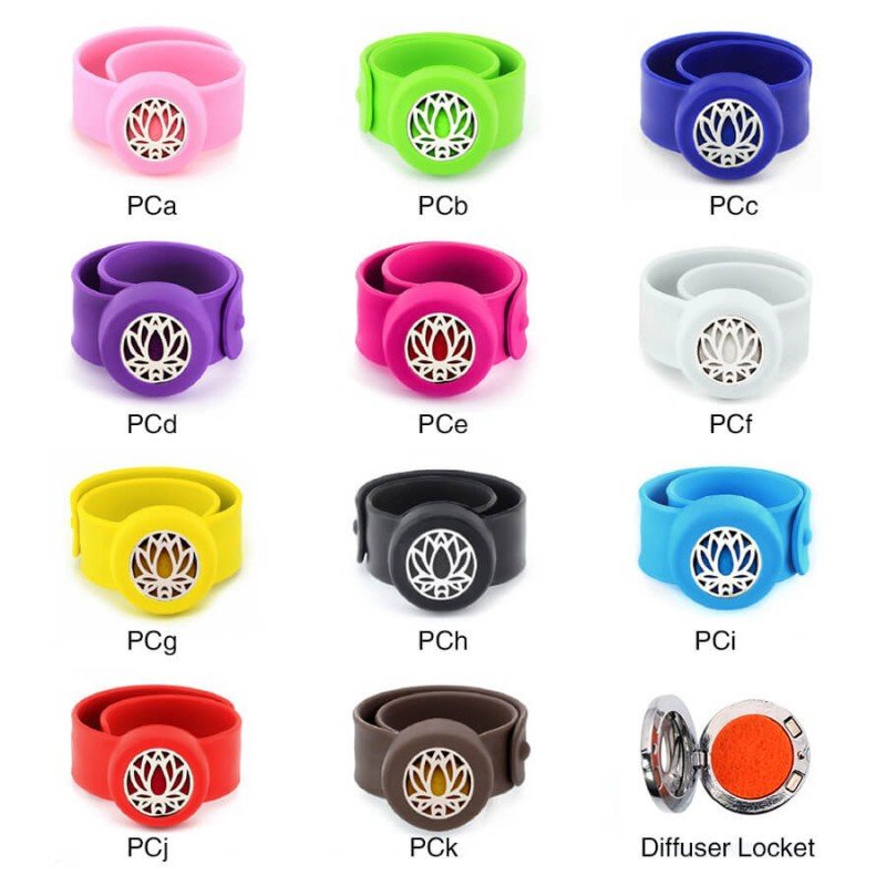 Multi-Color Slap Bracelets with Lotus Charm Lockets