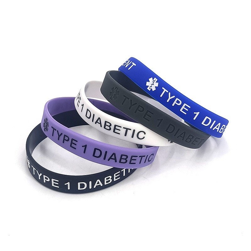 Multi-Color Type 1 Diabetes Awareness Silicone Wristbands