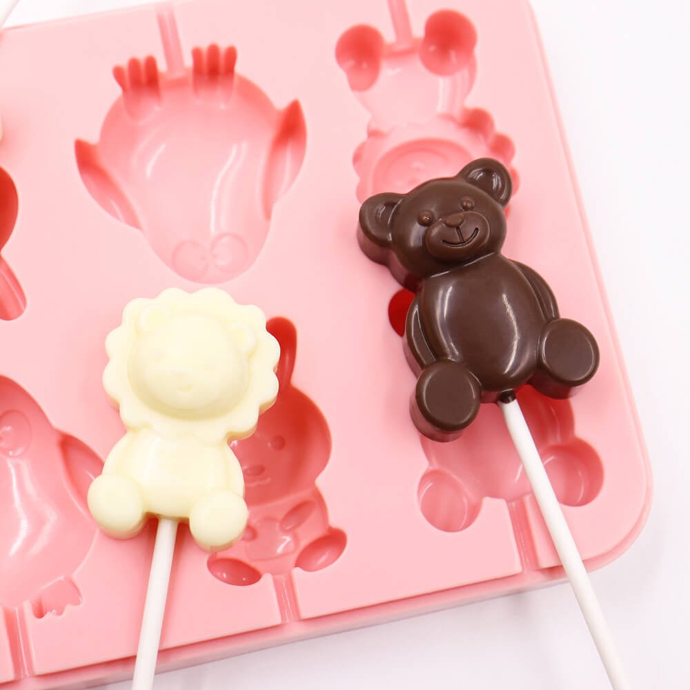 ovely Bear & Lion Shapes Chocolate Candy Made With Silicone Lollipop Mold