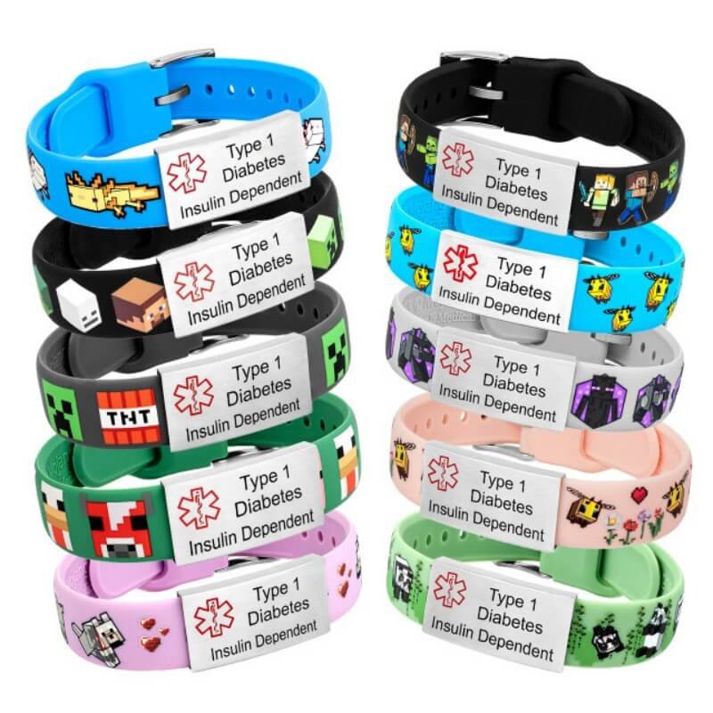 Type 1 Diabetes Kids Medical Alert Bracelet Set