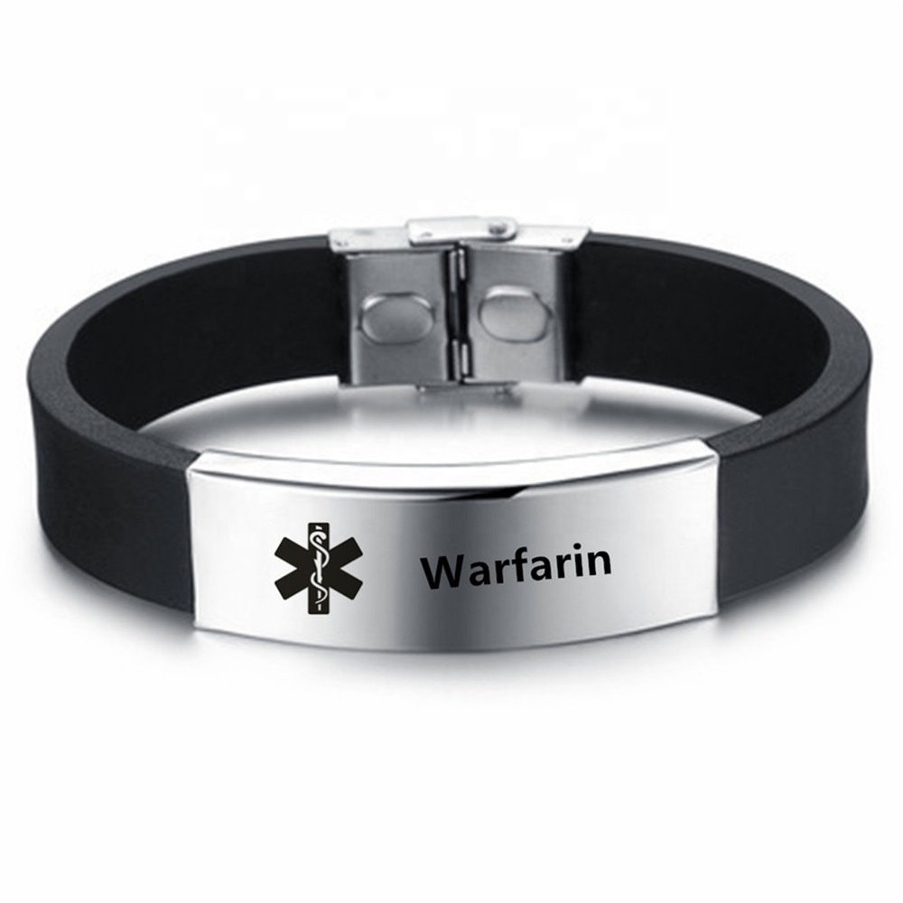 Warfarin Medical Alert Bracelet with Stainless Steel Tag